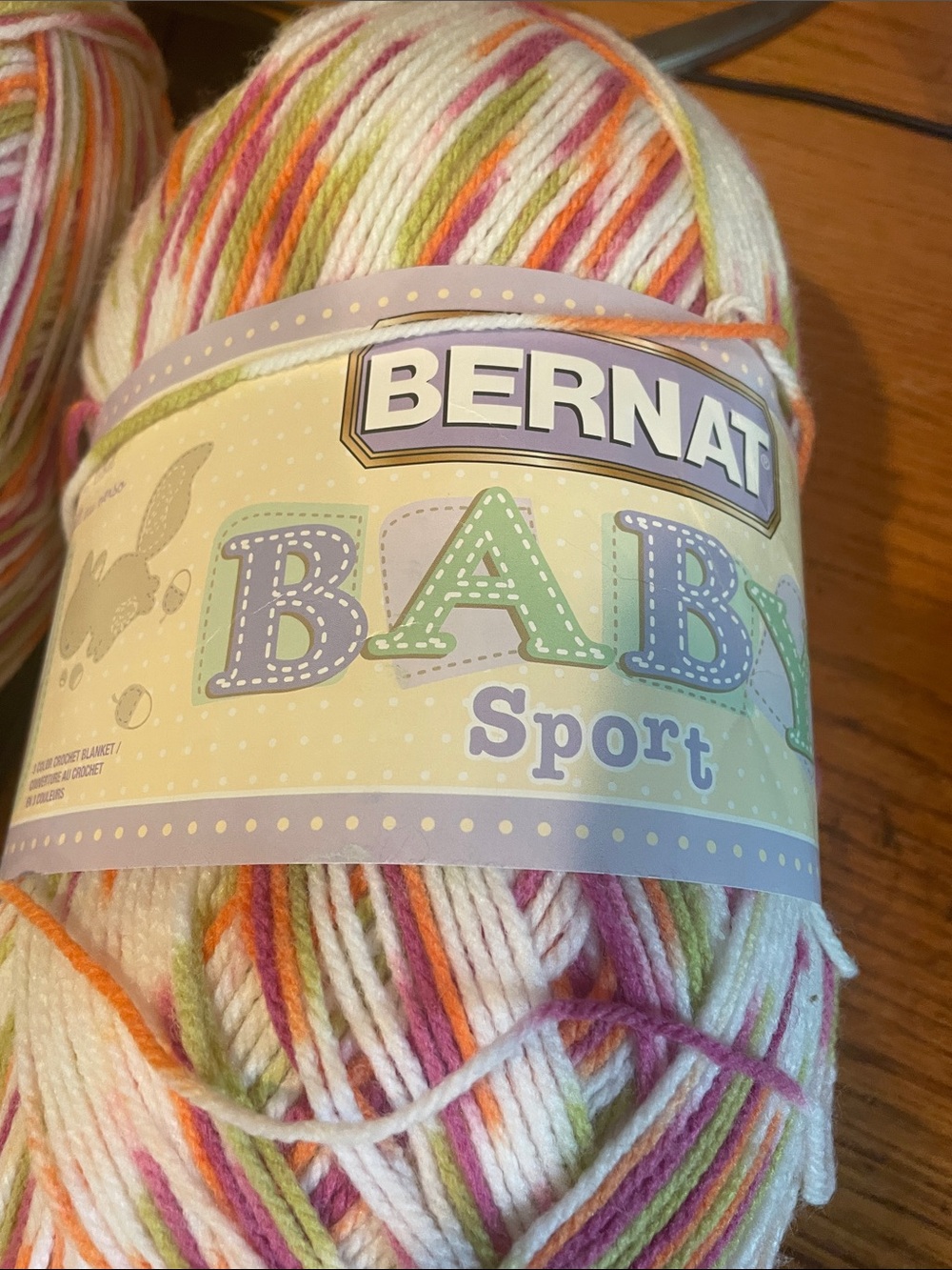 Baby Sport Multicolor Pastel Yarn - White, Pink, Green, Orange 2 skiens